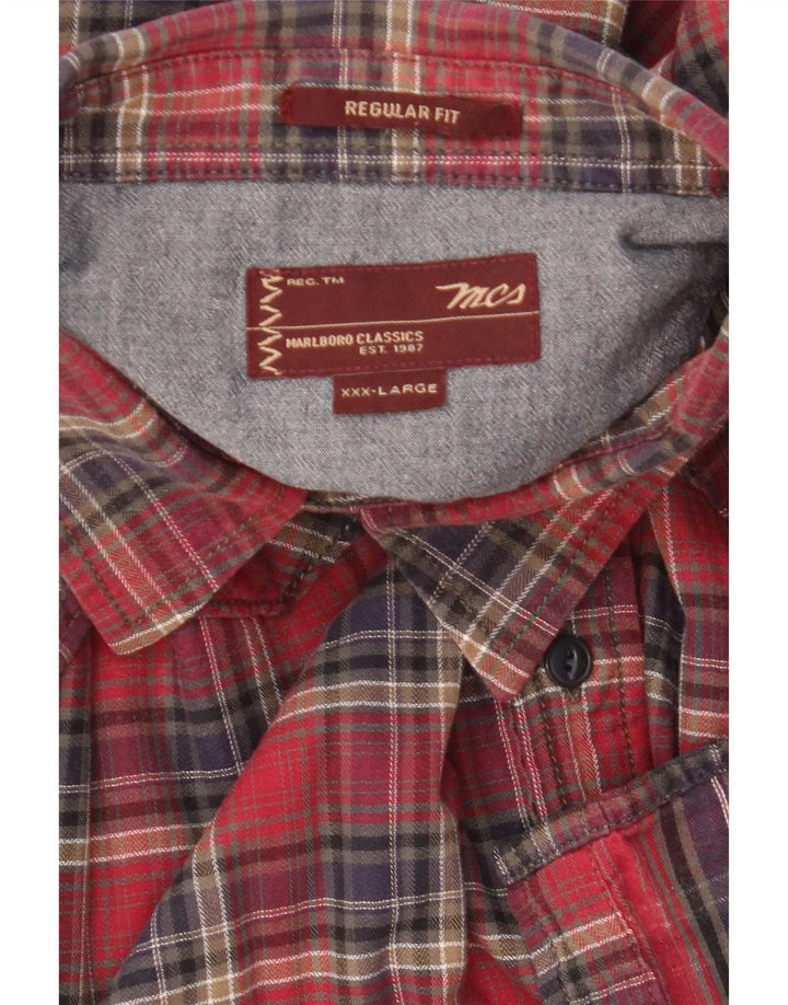 Marlboro Classics Camisa de franela de ajuste regular para hombre 3XL Cuadros rojos