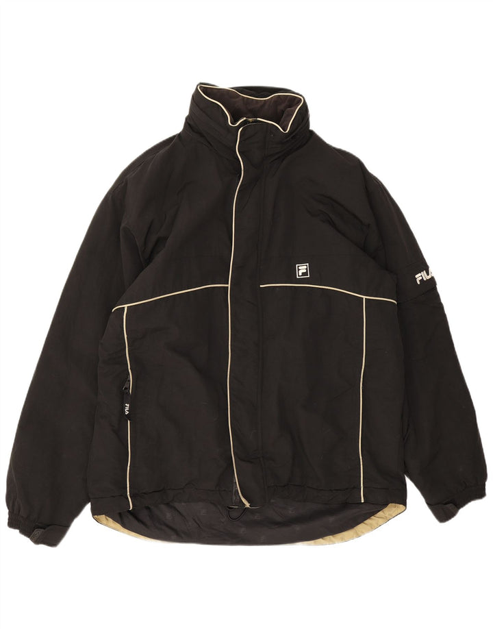 Fila Chaqueta acolchada con capucha para hombre UK 40 Large Poliamida negra