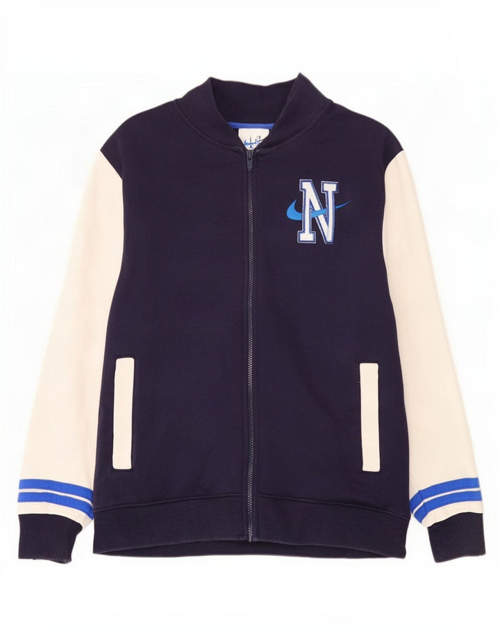 Nike - Chaqueta superior de chándal con gráfico para hombre, talla grande, algodón azul marino con bloques de color