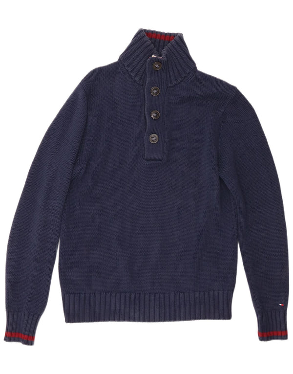 Tommy Hilfiger Suéter tipo jersey con cuello y botones para hombre Algodón azul marino mediano