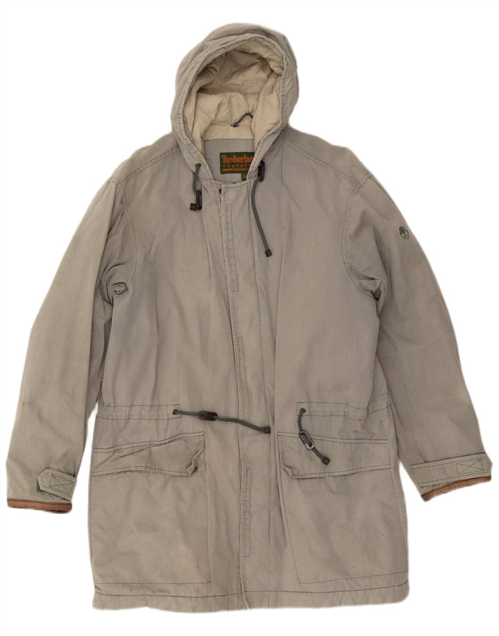 TIMBERLAND Abrigo cortavientos con capucha para hombre UK 38 Algodón gris medio
