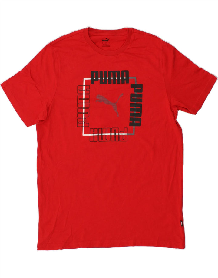 PUMA Mens Graphic T-Shirt Top Large Red Cotton Vintage Puma and Second-Hand Puma from Messina Hembry 