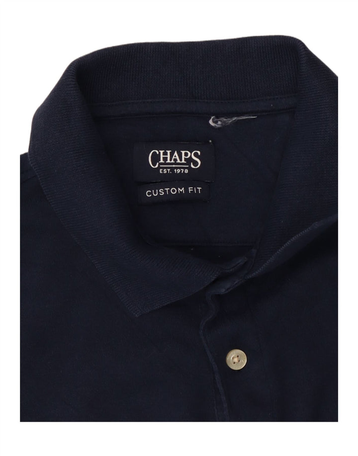 CHAPS Polo de ajuste personalizado para hombre, tamaño mediano, azul marino