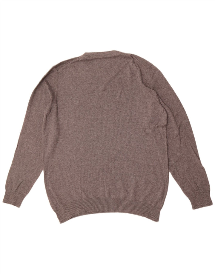 Lyle & Scott Jersey con cuello en V para hombre, talla grande, algodón gris