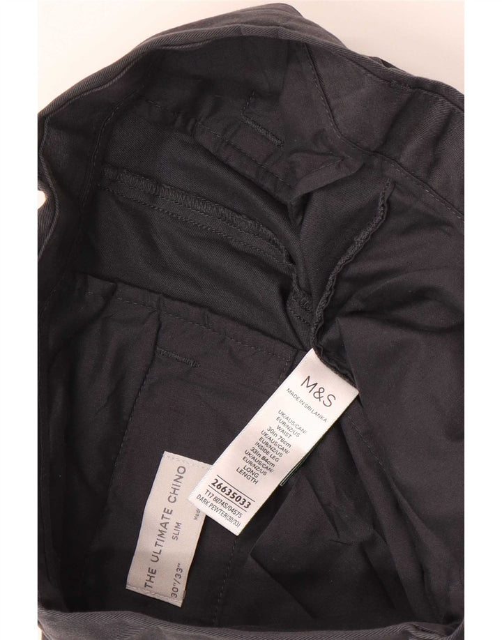 Marks & Spencer Pantalones chinos ajustados para hombre W30 L33 Algodón gris