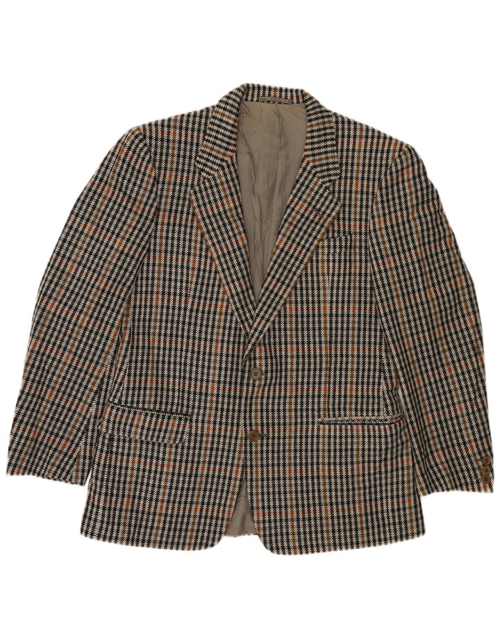 VINTAGE Chaqueta Blazer de 2 botones para hombre IT 50 Lana de pata de gallo gris grande