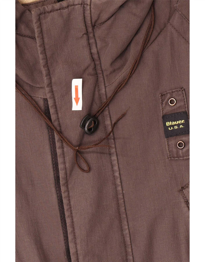 Blauer Chaqueta acolchada con capucha para hombre UK 36 Small Marrón Poliamida