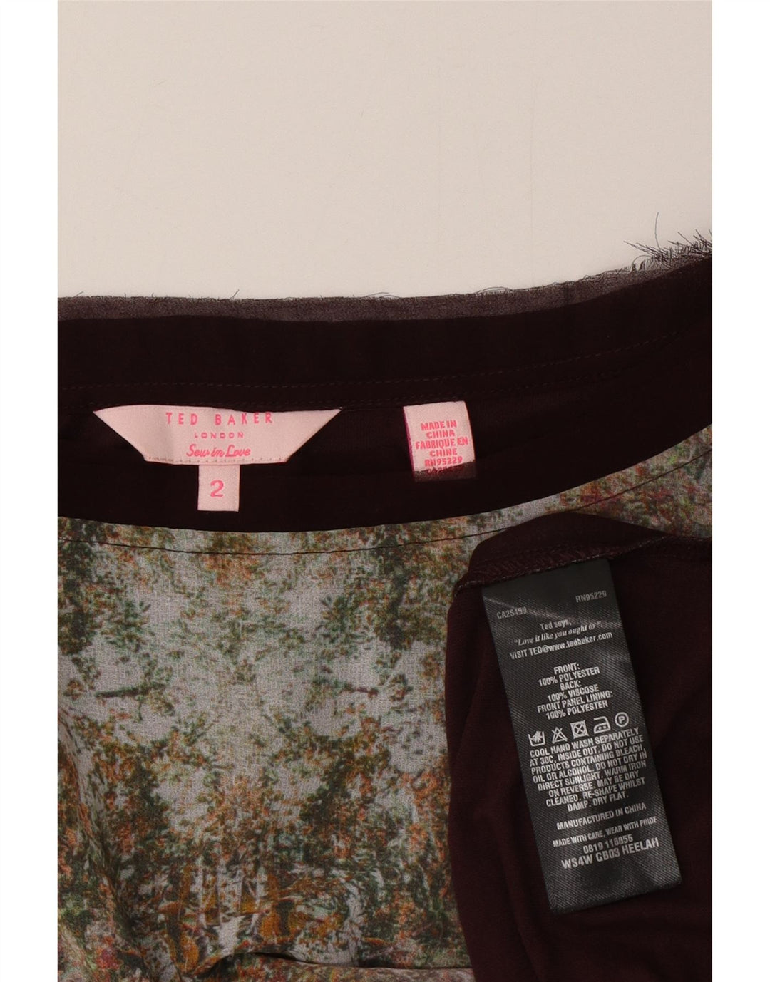 Ted Baker Camiseta gráfica extragrande para mujer talla 2 pequeña marrón floral