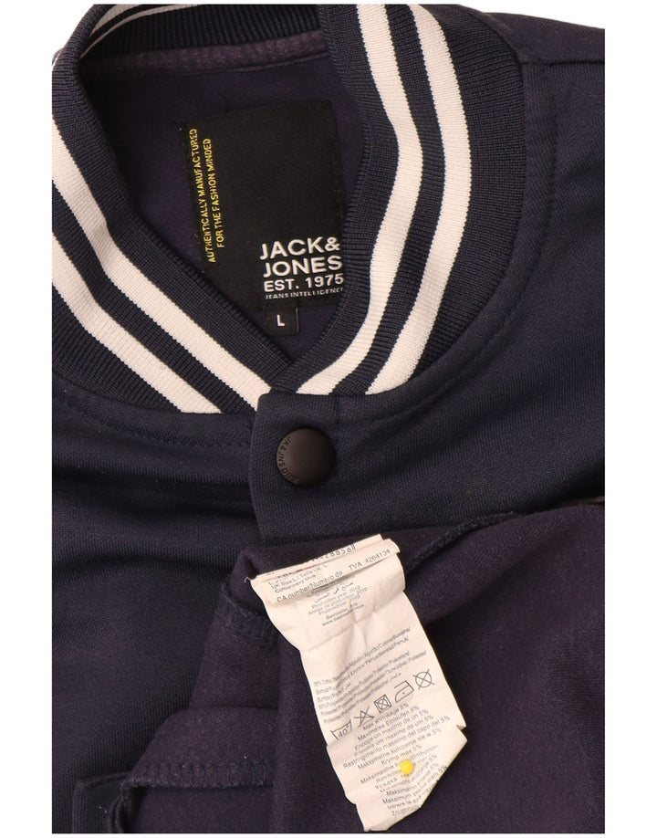 Jack & Jones Chaqueta universitaria gráfica para hombre Reino Unido 40 Grande Azul marino Colorblock