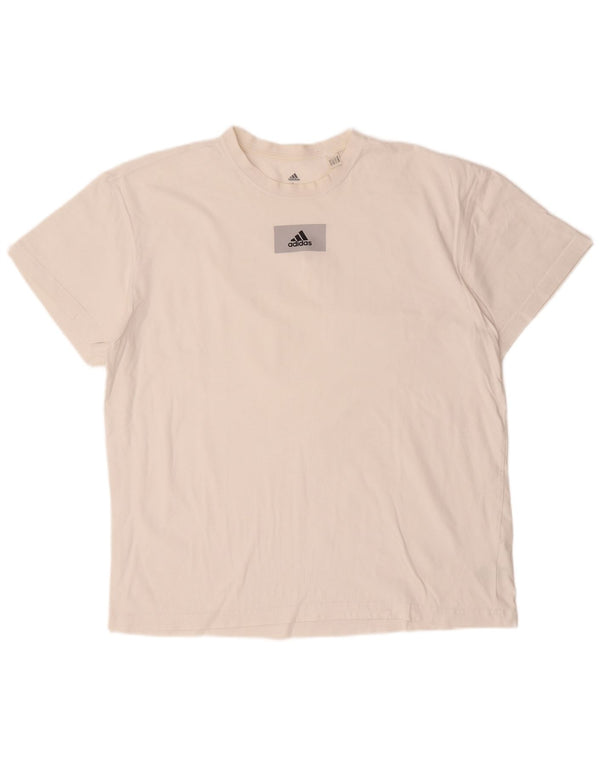 Adidas - Camiseta para hombre, talla grande, algodón blanco