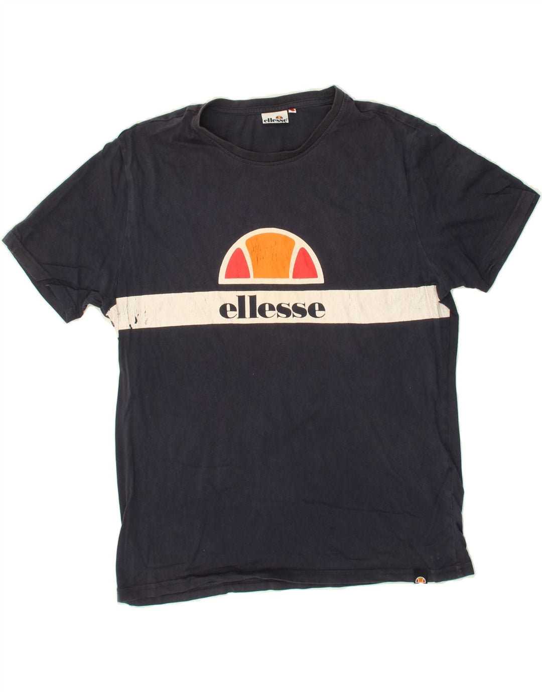 ELLESSE Mens Graphic T-Shirt Top Small Navy Blue Cotton Vintage Ellesse and Second-Hand Ellesse from Messina Hembry 
