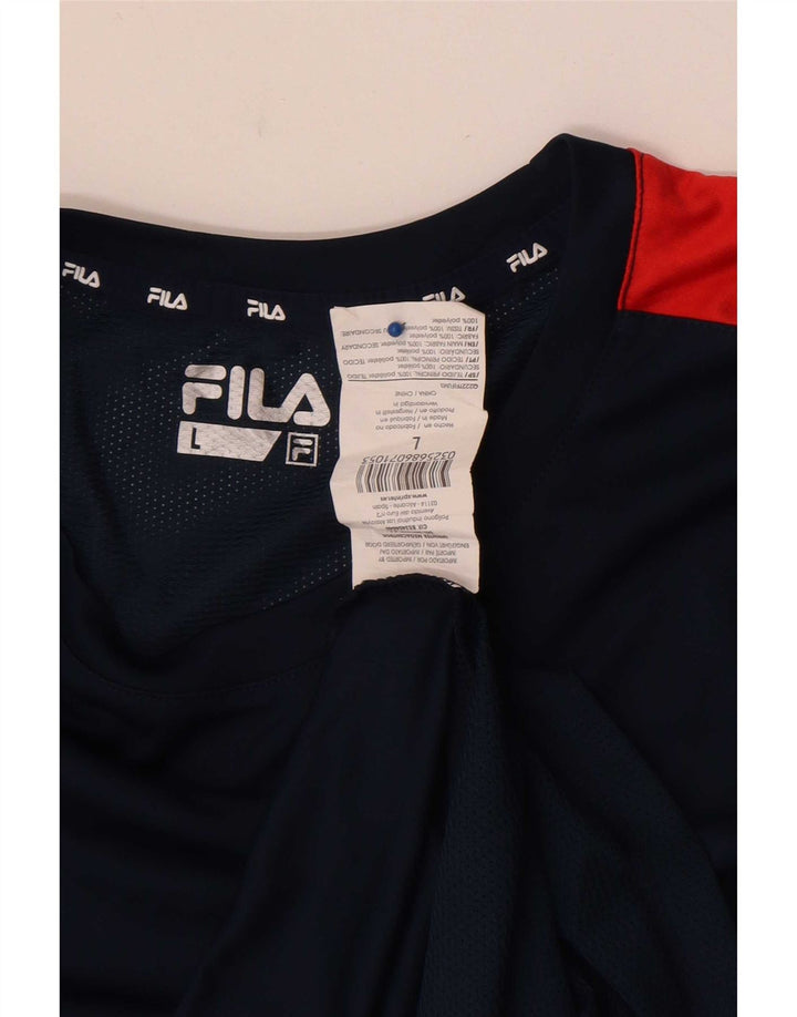 Fila Camiseta para hombre Top Large Azul marino Colorblock Poliéster