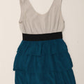 MOSSIMO Womens Sleeveless Tiered Dress UK 12 Medium Blue Colourblock Rayon Vintage Mossimo and Second-Hand Mossimo from Messina Hembry 