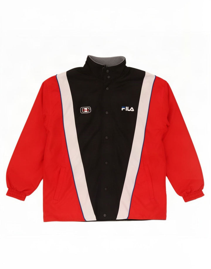 Fila Chaqueta tipo chándal reversible con gráfico para hombre, color rojo medio