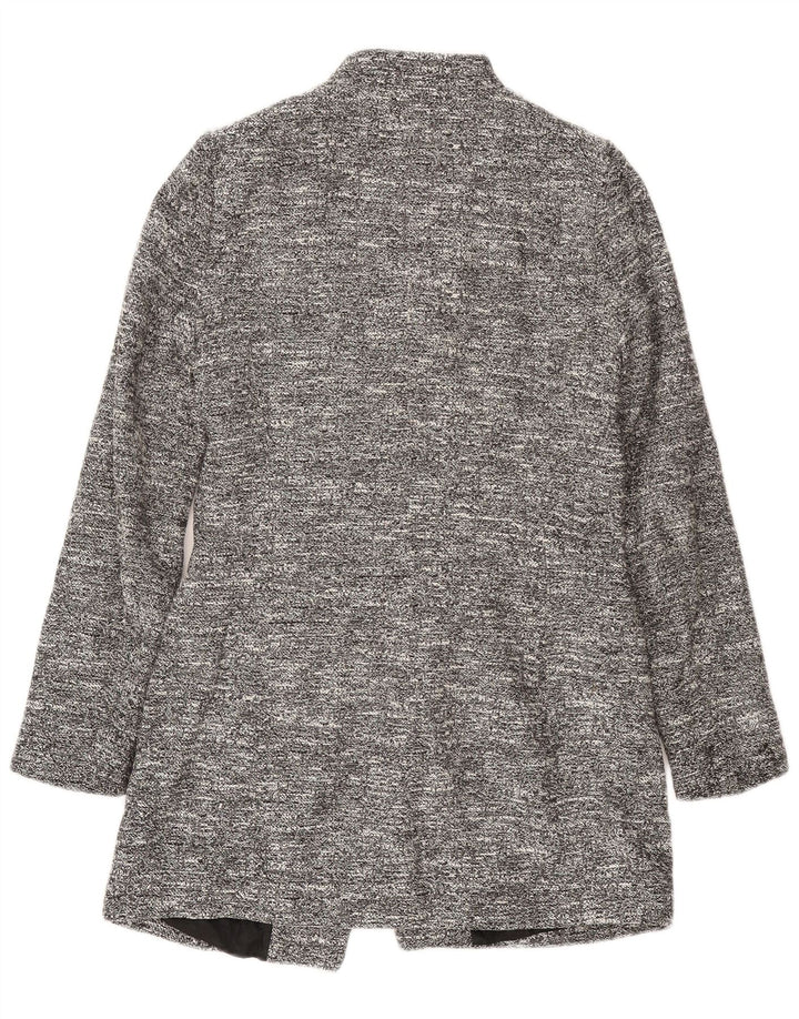 Zara Mujer Chaqueta Blazer Larga UK 42 Acetato Moteado Gris Medio