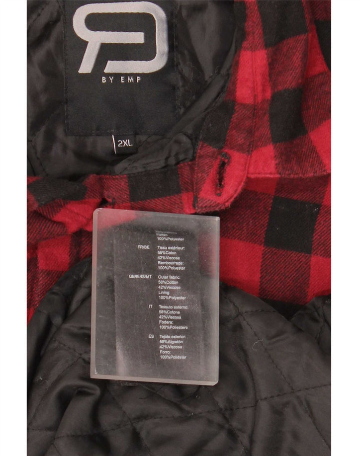 EMP Camisa de franela de leñador para hombre 2XL Algodón a cuadros rojo