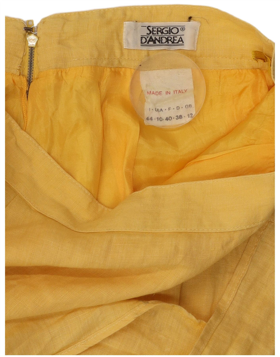 SERGIO D'ANDREA Falda midi para mujer UK 12 Medium W28 Lino amarillo