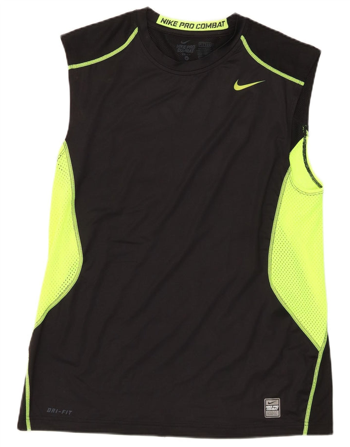 Camiseta sin mangas Nike Dri Fit para hombre Poliéster color block mediano negro