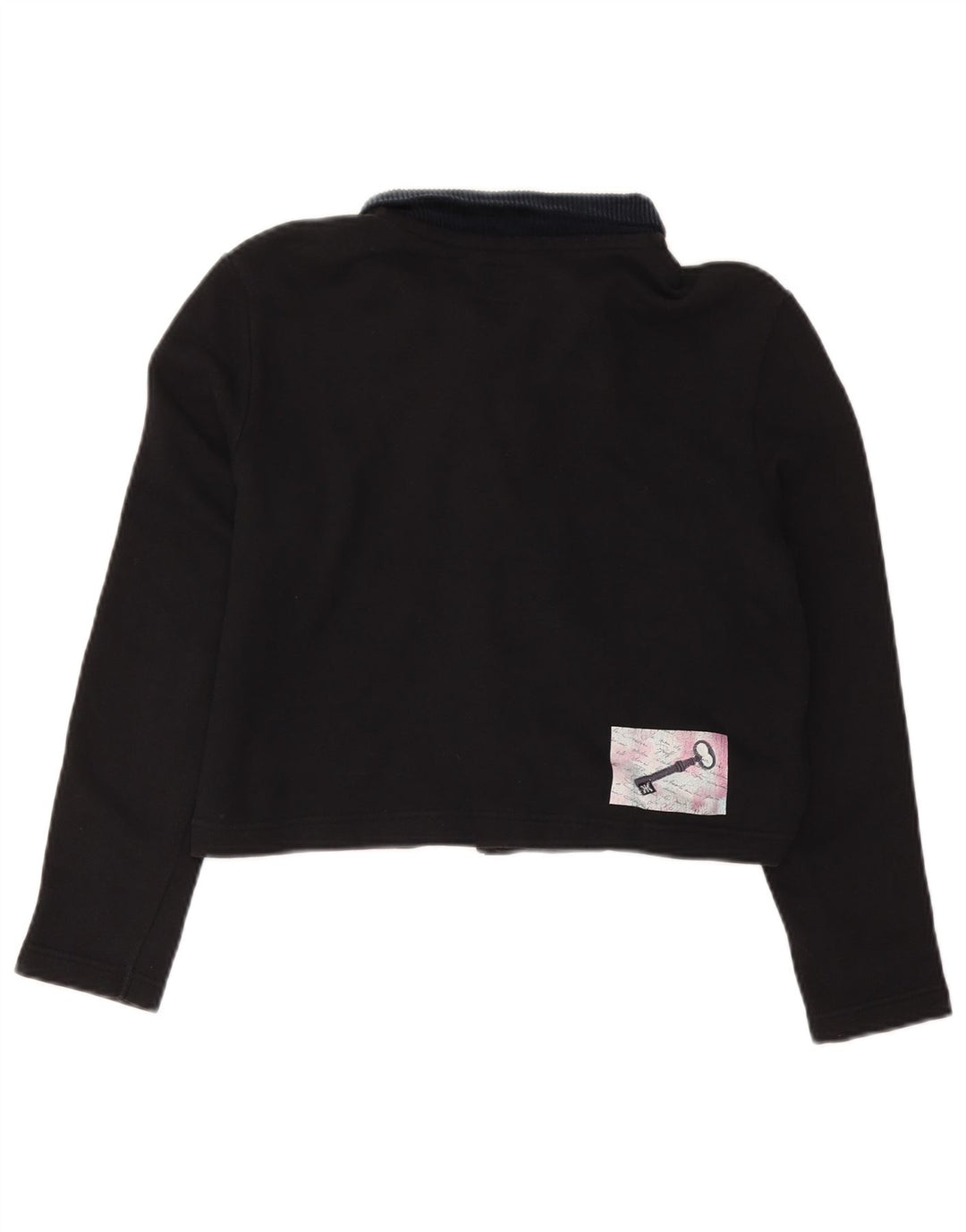 BENETTON Polo corto con estampado gráfico extragrande para mujer UK 40 Small Negro