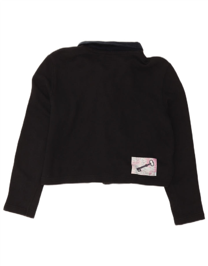 BENETTON Polo corto con estampado gráfico extragrande para mujer UK 40 Small Negro