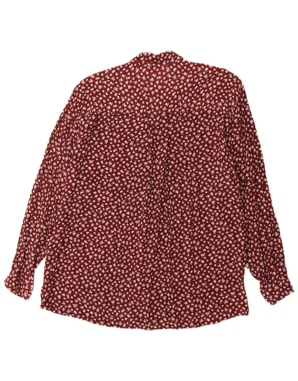 Vintage camisa de mujer Reino Unido 18 XL rojo floral viscosa