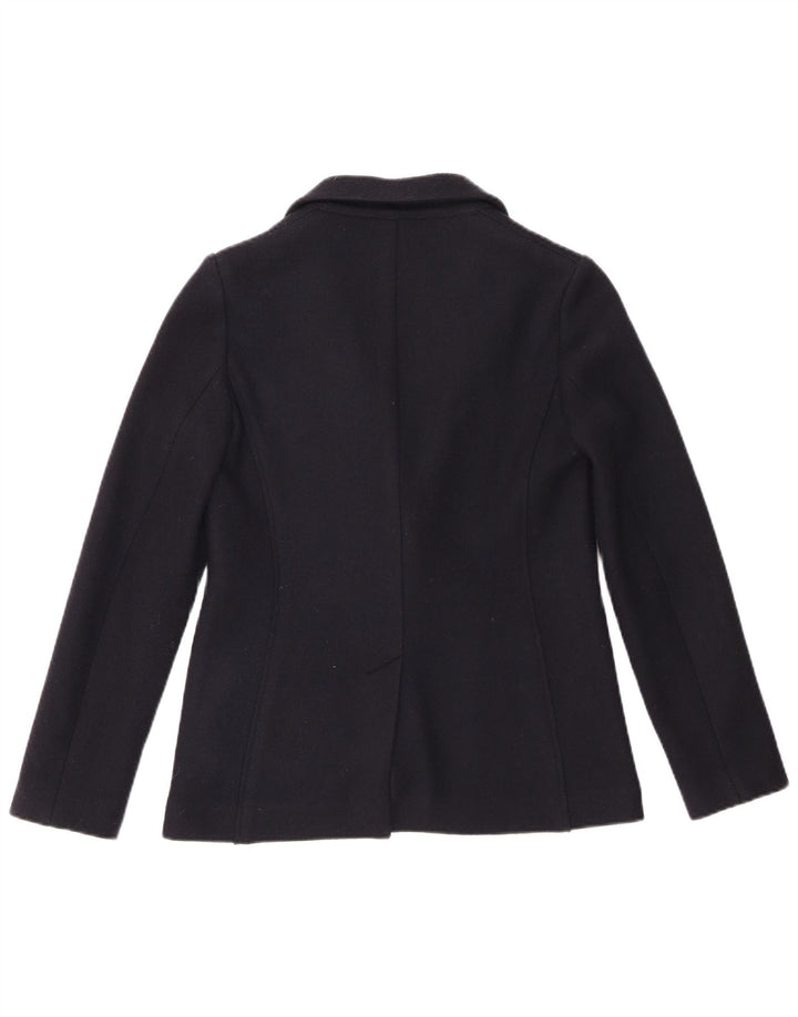 JIGSAW Chaqueta tipo blazer con 1 botón para mujer UK 8 Small Lana virgen azul marino