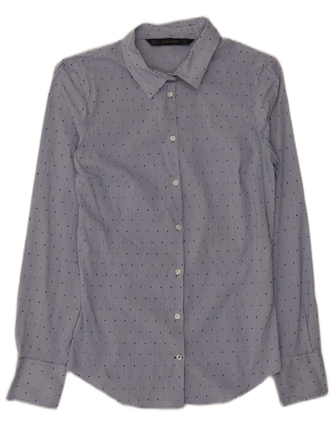 Zara Mujer Camisa UK 8 Small Azul Rayas Algodón