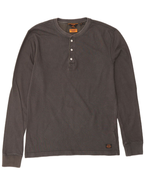 SUPERDRY Hombre Top Manga Larga Algodón Gris Grande