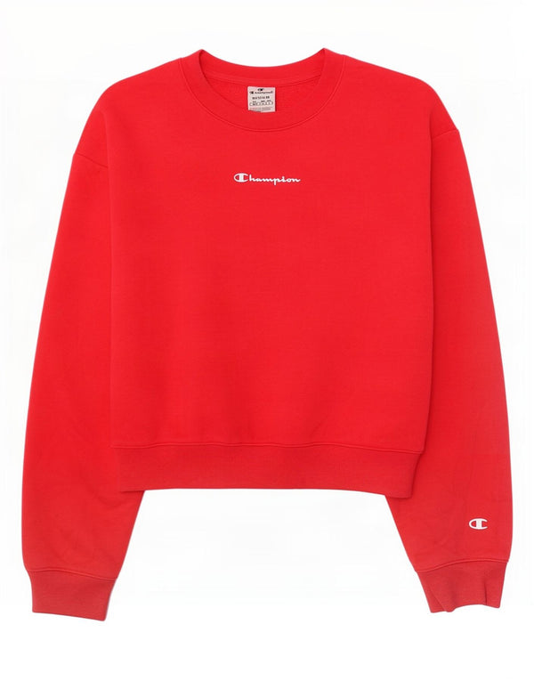 Champion Mujer Graphic Crop Sudadera Jumper UK 14 Mediano Rojo Algodón