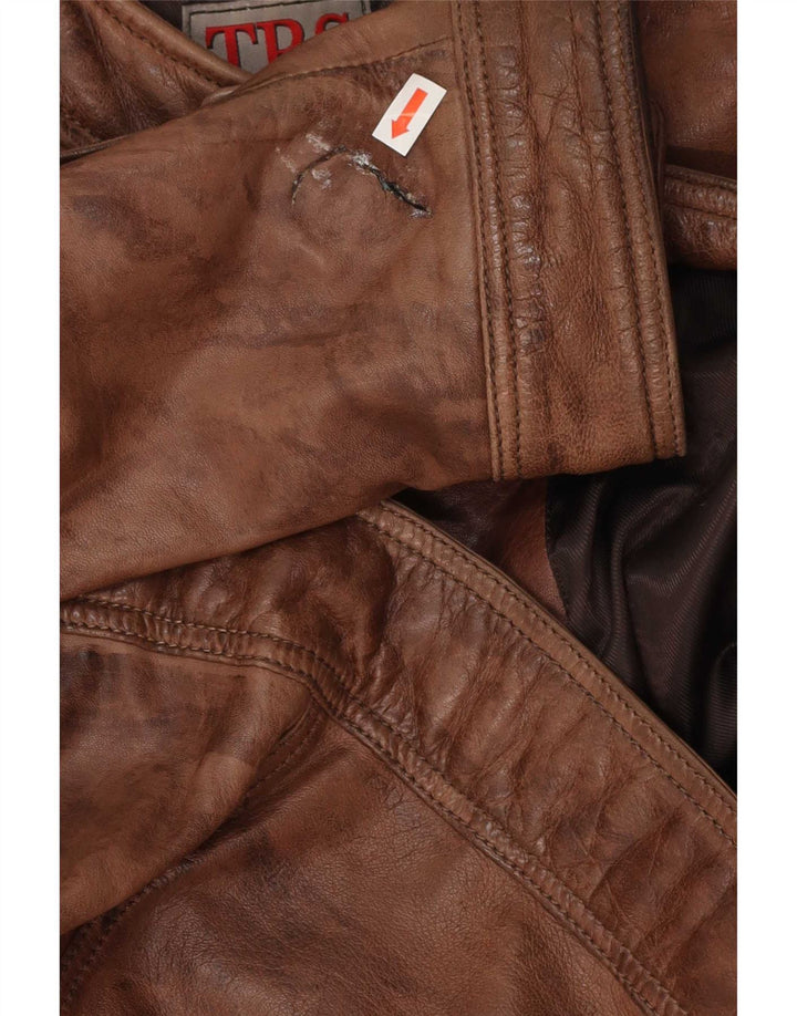 Chaqueta de cuero vintage para hombre IT 60 4XL Marrón