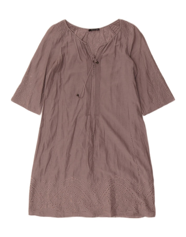Massimo Dutti Vestido Recto Extragrande Mujer EU 36 XS Algodón Floral Gris