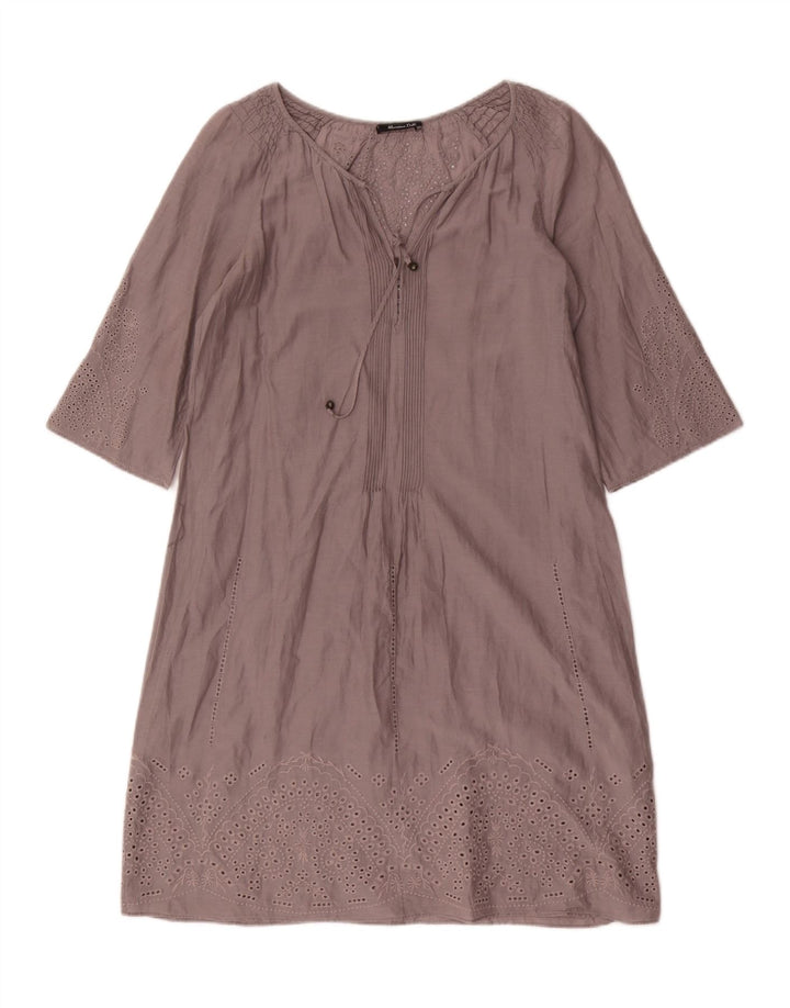 Massimo Dutti Vestido Recto Extragrande Mujer EU 36 XS Algodón Floral Gris