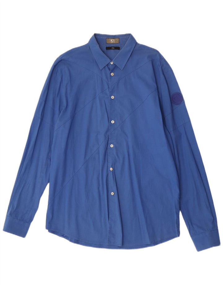 Iceberg Camisa Slim Hombre XL Algodón Azul