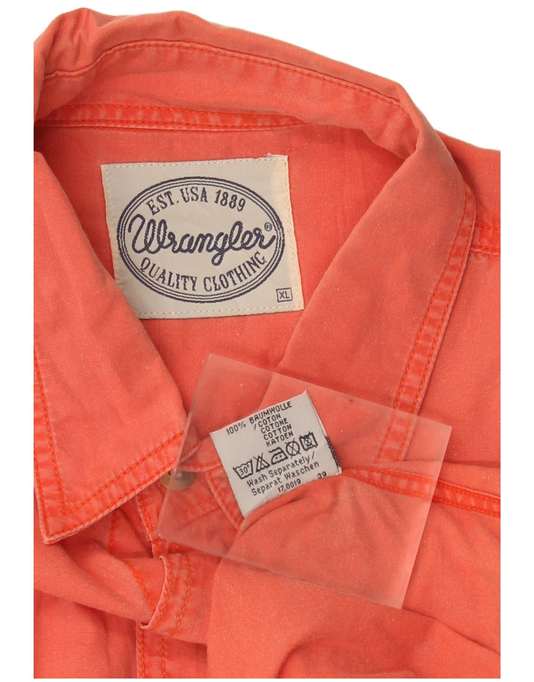 Wrangler Camisa Manga Corta Hombre XL Naranja Algodón