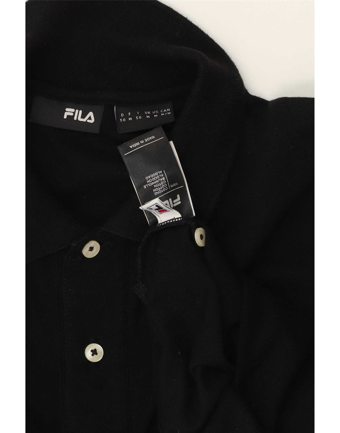 Fila Polo Hombre Algodón Negro Mediano