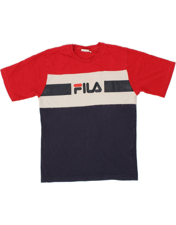 FILA Womens Graphic T-Shirt Top UK 10 Small Multicoloured Colourblock Vintage Fila and Second-Hand Fila from Messina Hembry 
