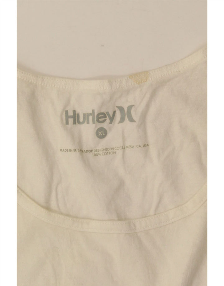 HURLEY Hombre Gráfico Chaleco Top XL Algodón Blanco