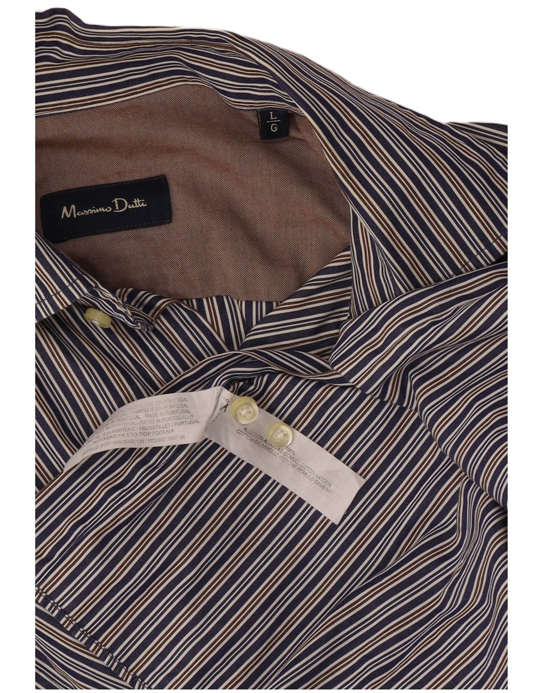 Camisa Massimo Dutti Hombre Large Algodón Rayas Azul