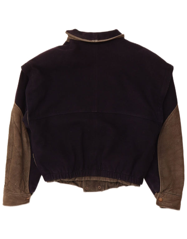 VITTORIO FORTI Chaqueta bomber para mujer IT 46 Large Viscosa azul marino