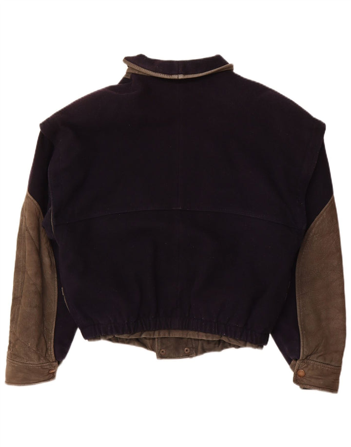 VITTORIO FORTI Chaqueta bomber para mujer IT 46 Large Viscosa azul marino