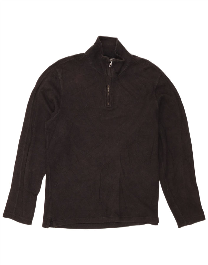 Eddie Bauer Suéter tipo jersey con cuello y cremallera para hombre Algodón negro mediano