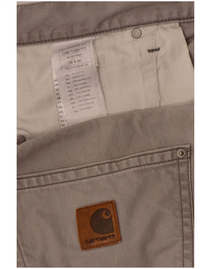 CARHARTT Pantalones informales ajustados para hombre W36 L34 Algodón gris