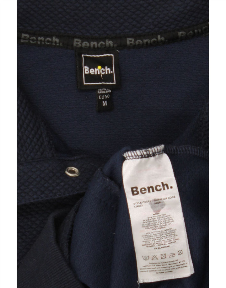 BENCH Mens Snap Neck Sweatshirt Jumper Medium Navy Blue Polyester