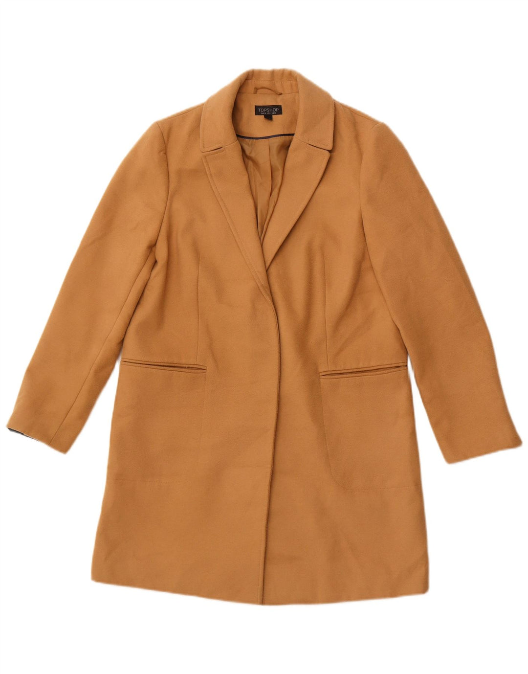 TOPSHOP Abrigo abierto para mujer UK 10 Small Beige Poliéster