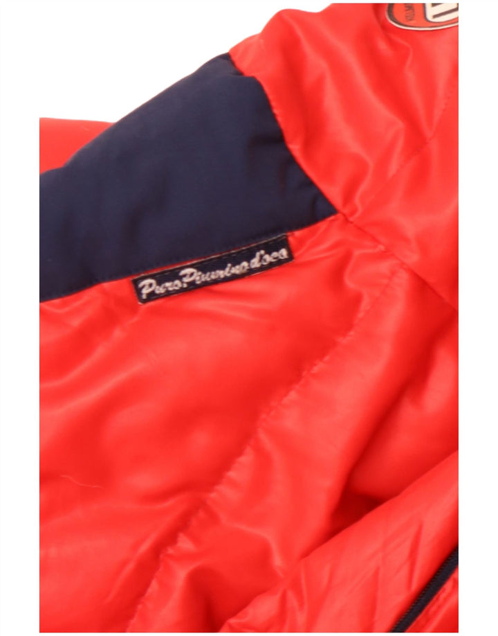 VINTAGE Chaqueta acolchada para hombre Reino Unido 40 Grande Rojo Colorblock Poliamida