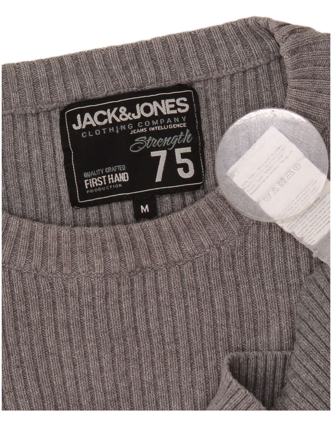 JACK & JONES Jersey con cuello redondo y gráfico para hombre de algodón gris medio