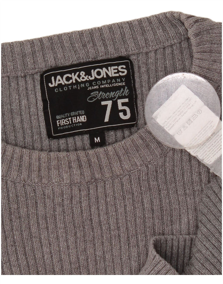 JACK & JONES Jersey con cuello redondo y gráfico para hombre de algodón gris medio