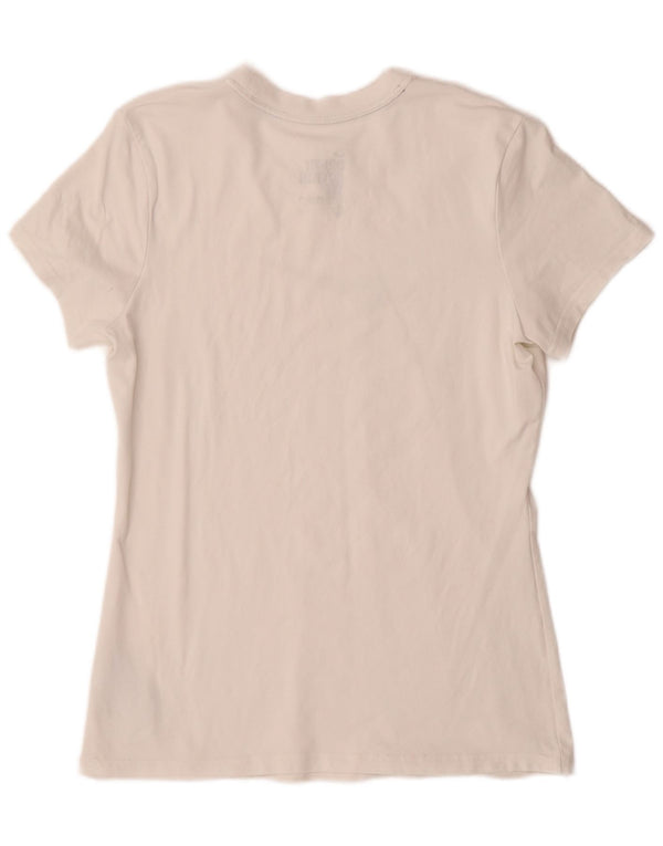 NIKE Womens Dri Fit Graphic T-Shirt Top UK 16/18 Large White Cotton