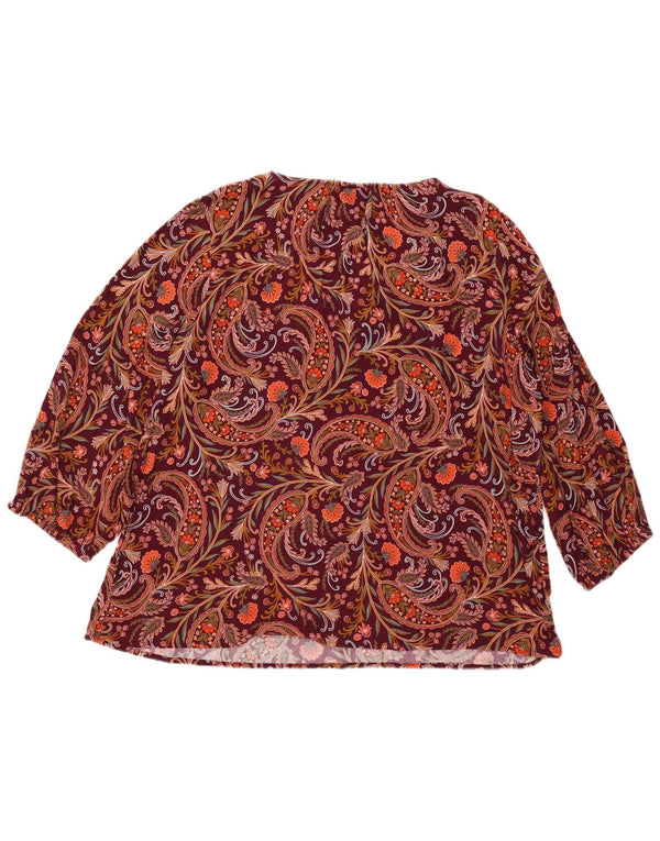 ST JOHN'S BAY Blusa extragrande para mujer UK 20 2XL Borgoña Paisley