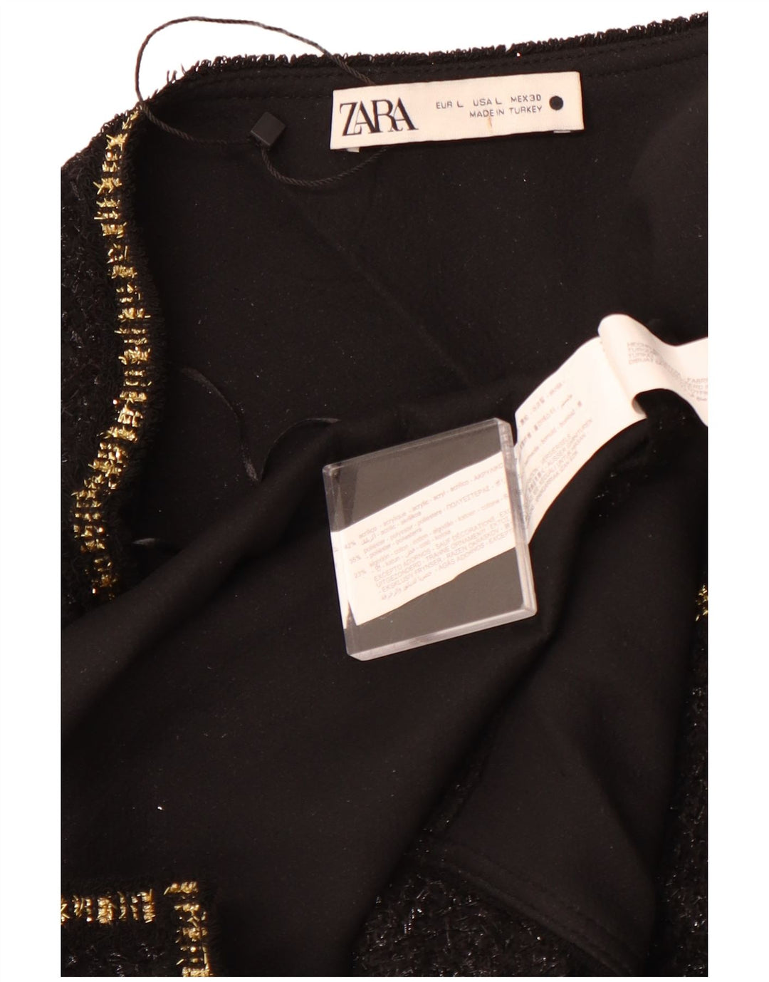 ZARA Top tipo túnica con un hombro para mujer UK 40 Grande Acrílico moteado negro